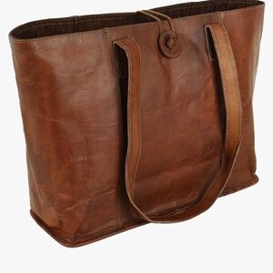 Brown Leather Tote Bag with Spacious Design and Classic Shape